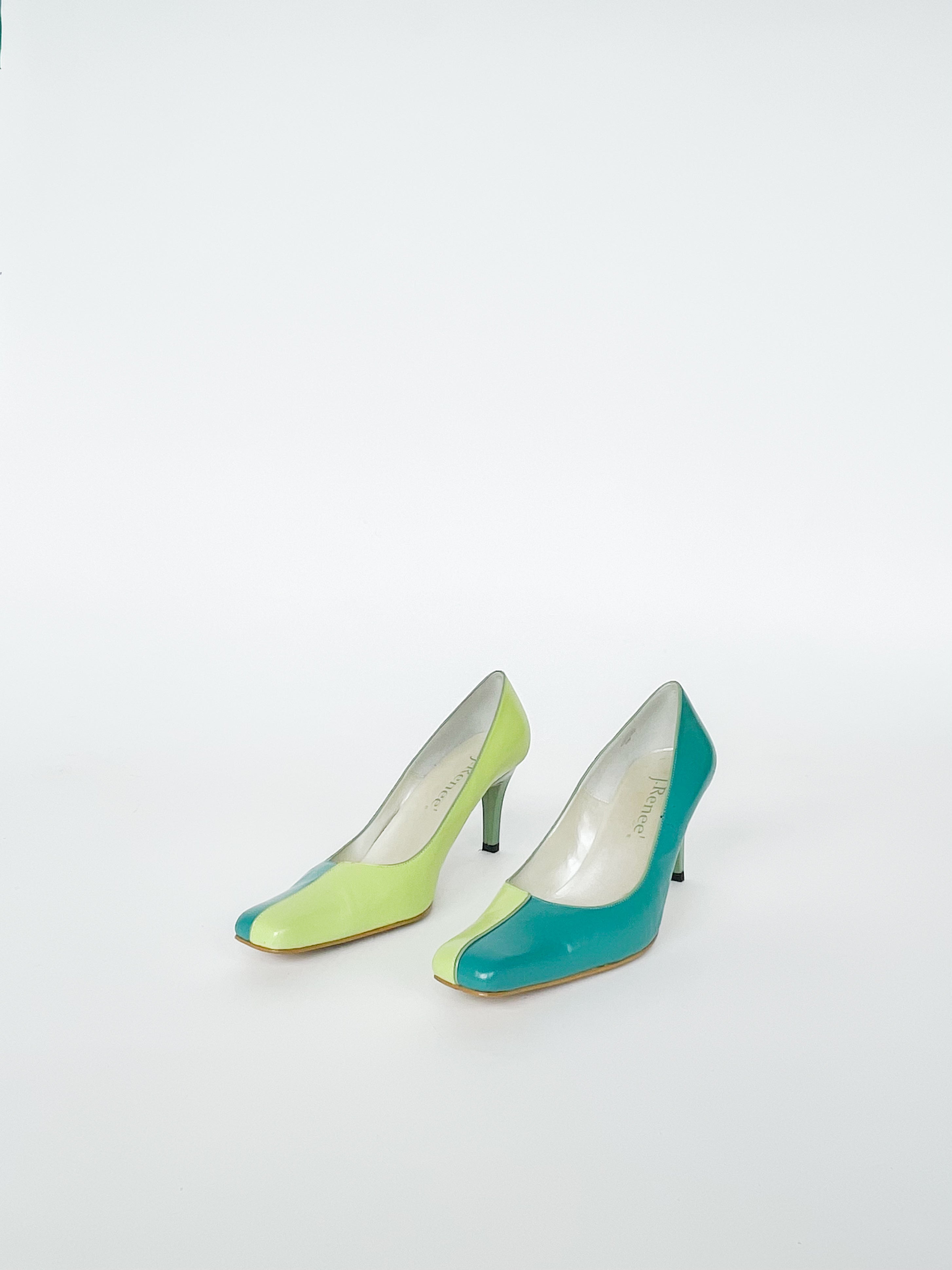 Two Tone Heels - Lime/Teal | Garmentory