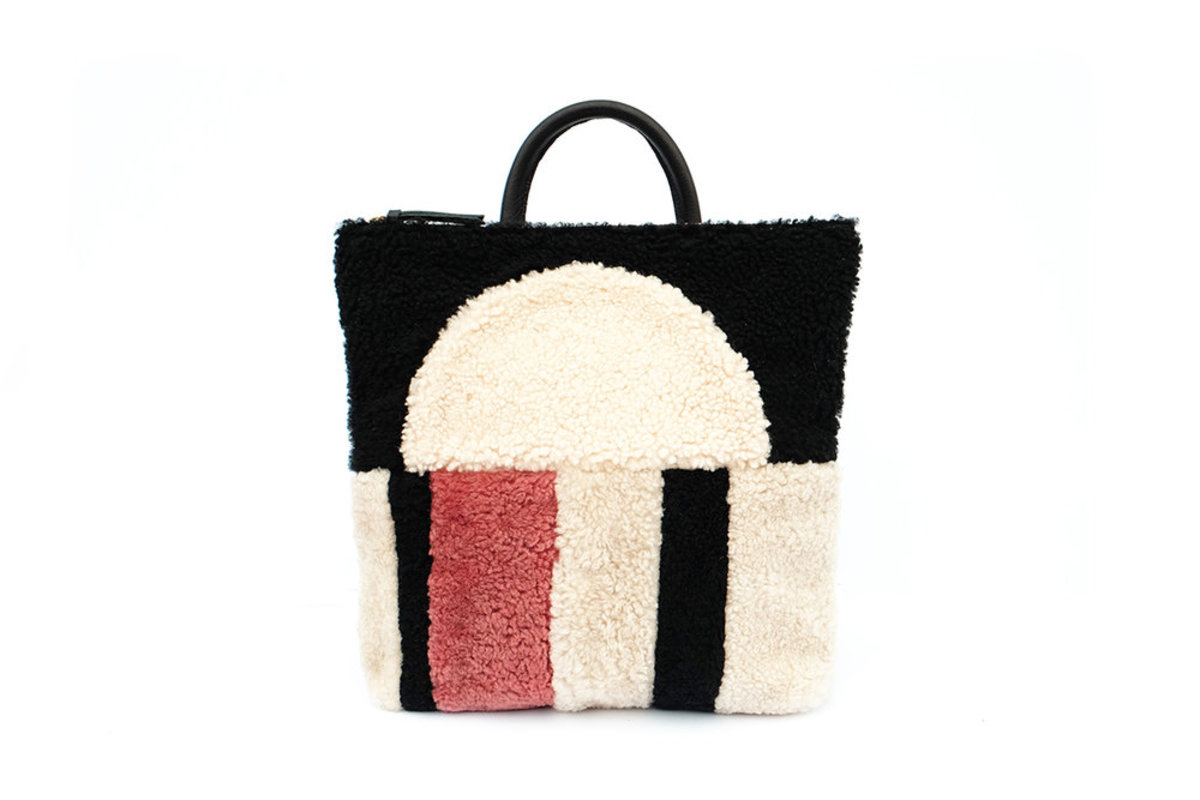 Primecut Sunset Patchwork Sheepskin Backpack - Image 1 of 4