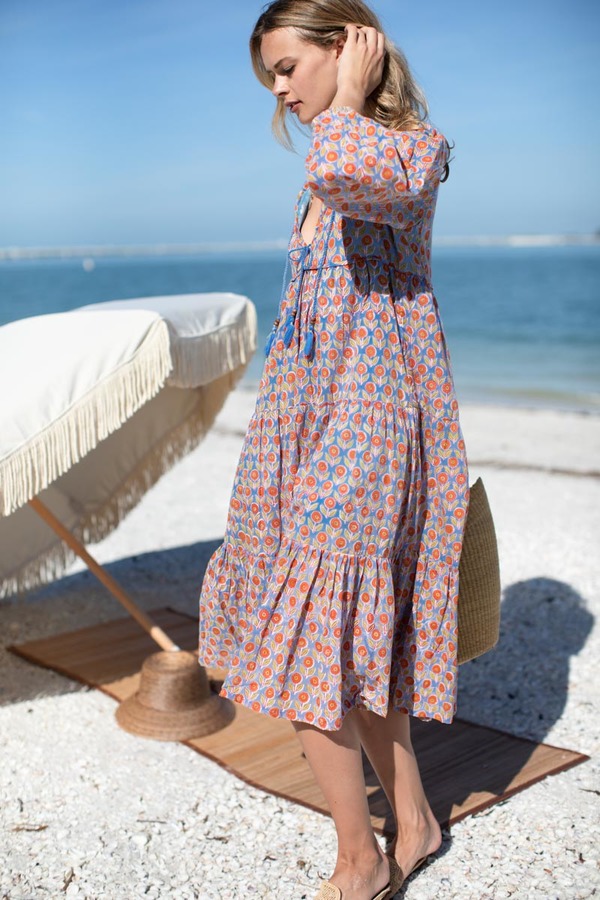 SIZE LG) WEDNESDAY FLOWERS BLUE HEIRLOOM DRESS | Garmentory