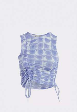 トップス paloma-wool eye crop tops Paloma Wool Baviera Top - Soft Blue Eye Print | Garmentory