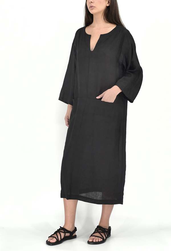 JULIA JENTZSCH LEVIA Linen Tunic Dress - Black | Garmentory