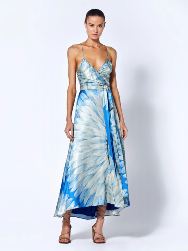 light blue party dress Simple Blue Satin A-line V-neck Long Prom Dresses, Party Dresses, MP785