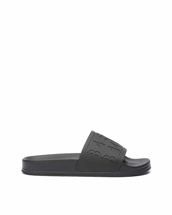 MM6 Maison Margiela Logo Slides - Black Rubber | Garmentory display picture 3