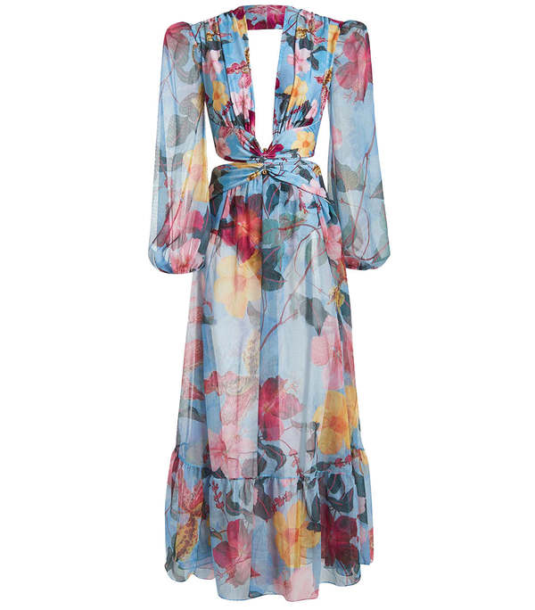 chinese dress ladies Smell The Hibiscus Floral Maxi Dress- Orange
