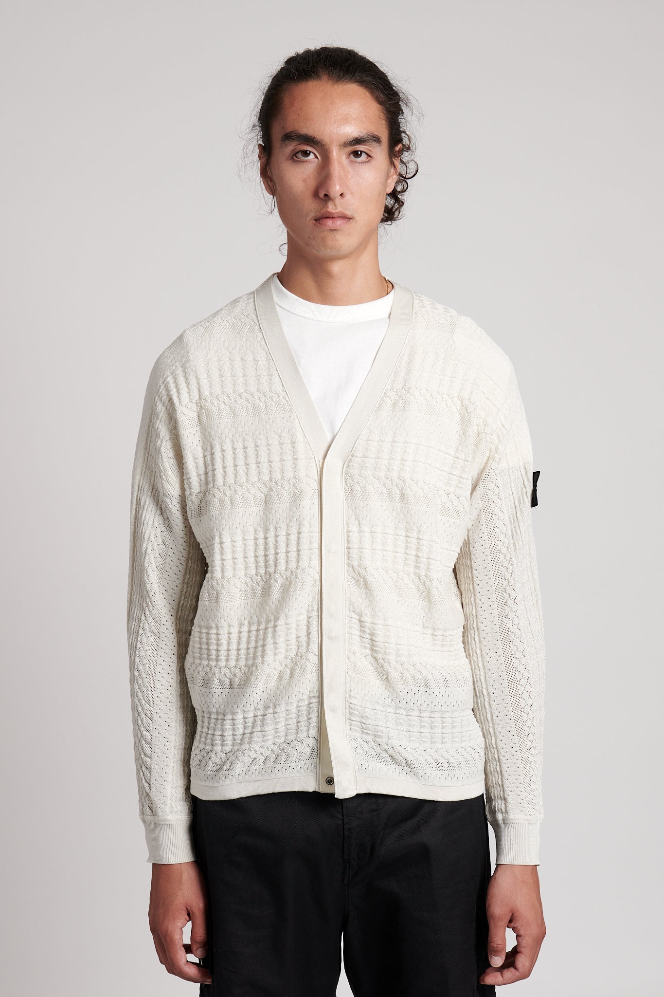 Stone Island Shadow Project Japanese Aran Knit Cardigan - Sand