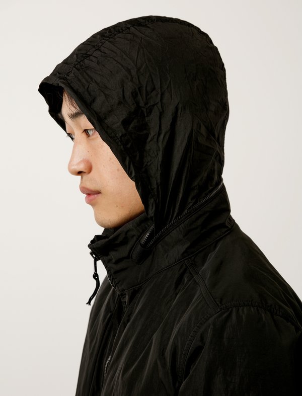 Stone Island Mens Nylon Metal Flock Overcoat - Black | Garmentory