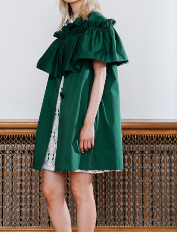Minju Kim Ruffle Cape Coat