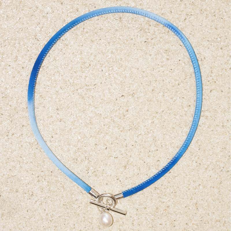Ornate Collection Splash Pearl Collar Necklace - Blue/Sterling Silver Ornate Collection Splash Pearl Collar Necklace - Blue/Sterling Silver
