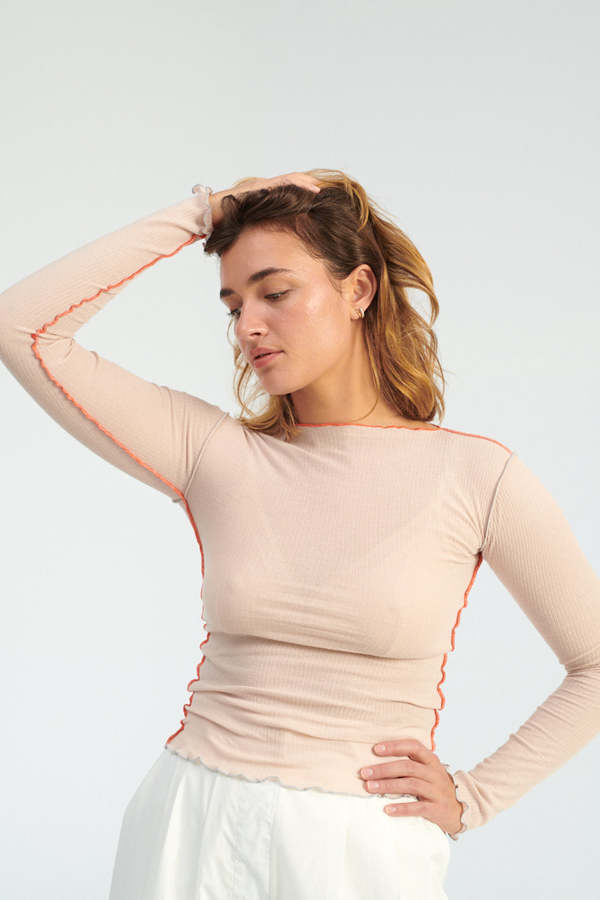 ベースレンジ VEIN LONG SLEEVE COTTON RIB Baserange Vein Long Sleeve - Pink | Garmentory