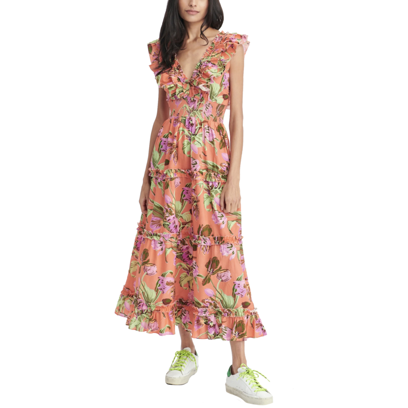 Love The Label Azalea Dress - Topanga Coral Print | Garmentory