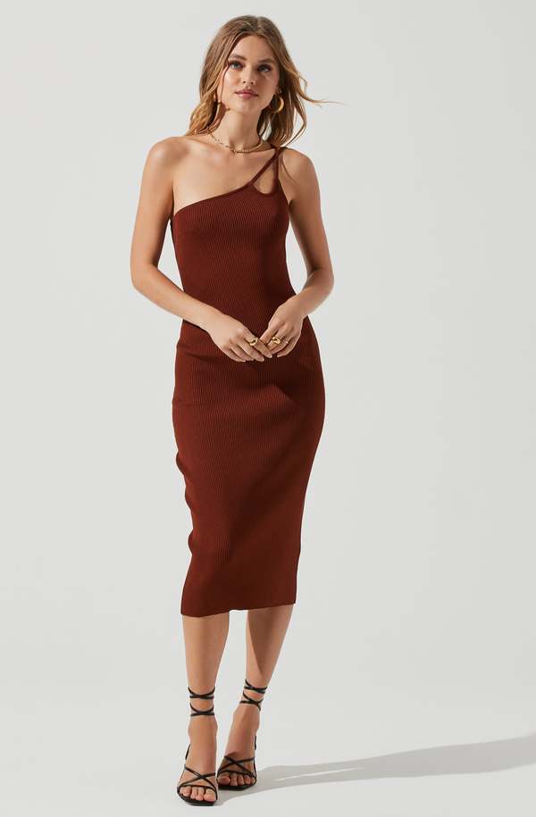 astr bodycon dress ASTR The Label | Allura Peekaboo Lace Midi Dress in Black main image 0
