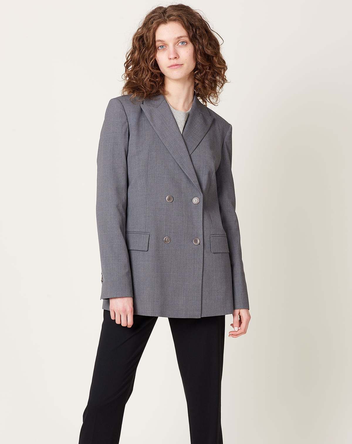 【関税込み】Maria McManus グレー リブ ボディスーツ Double-Breasted-Blazer-in-