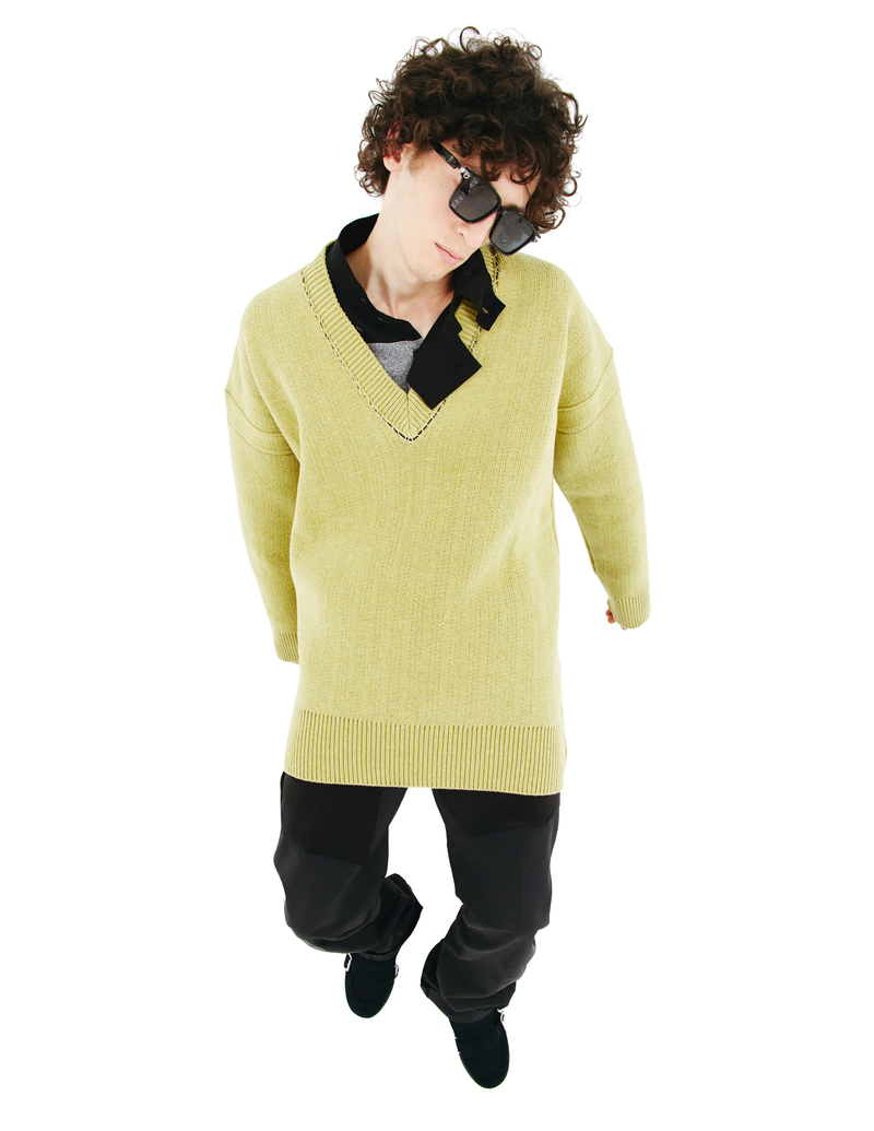 [希少]RAF by RAF SIMONS V-neck 3D sweater Buy Raf Simons men black v-neck oversize sweater for $1,974
