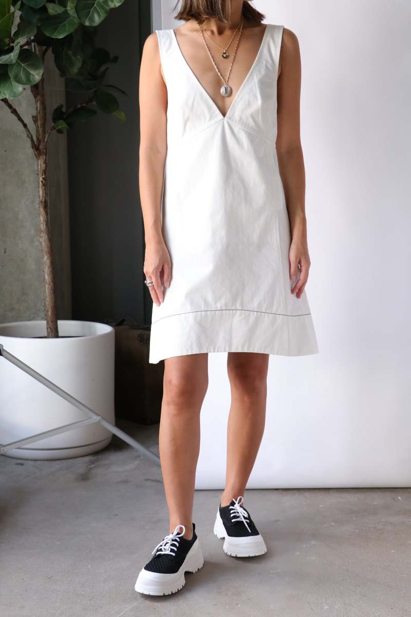 proenza schouler white mini dress Martine Dress in Micro Pleat Off White