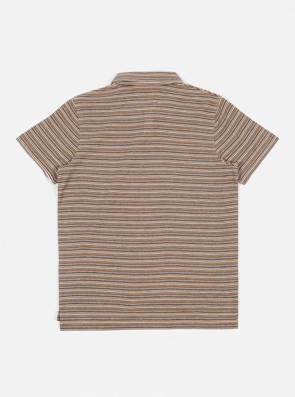 UNIVERSAL WORKS Vacation Polo - Japanese Stripe Knit Sand | Garmentory