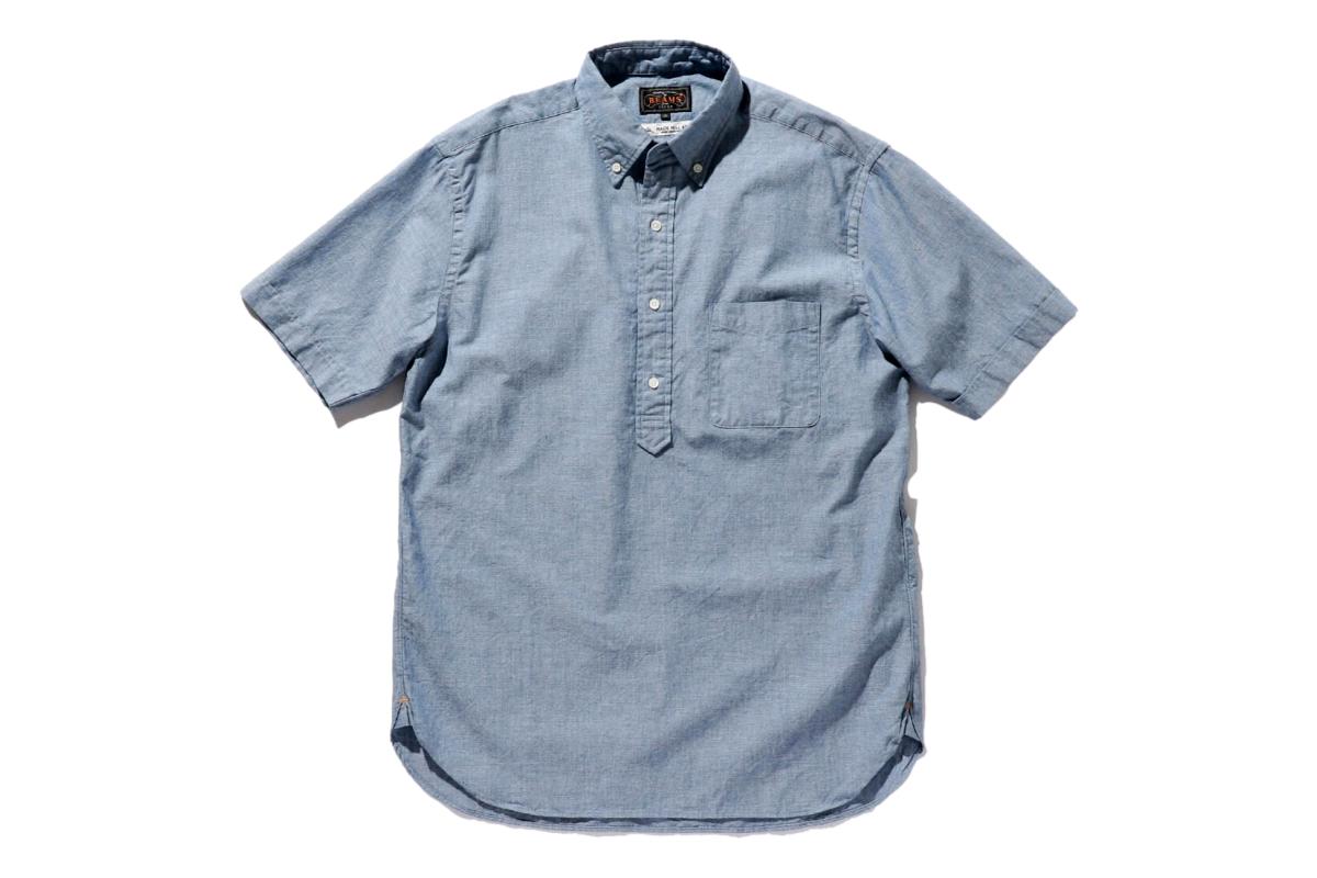 Beams Plus Pullover Short Sleeve Shirt - Chambray | Garmentory