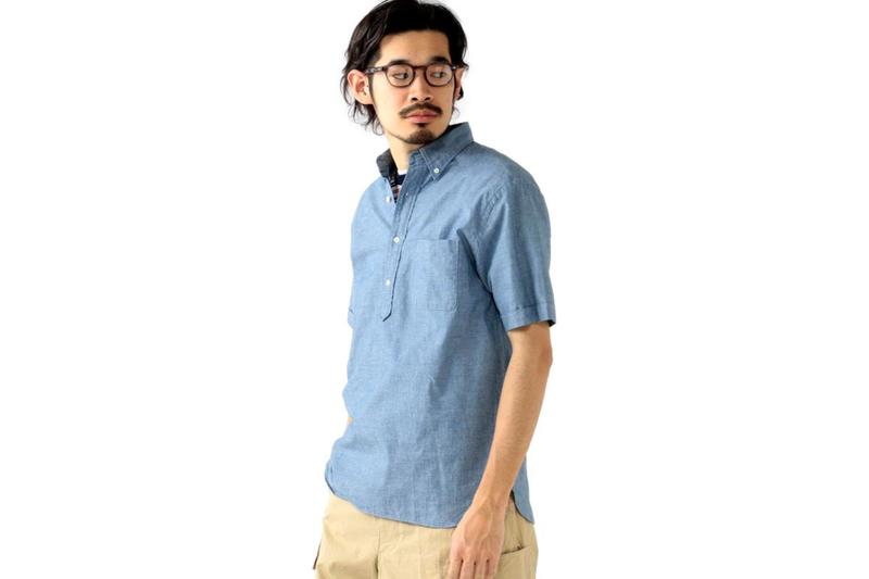 Beams Plus Pullover Short Sleeve Shirt - Chambray | Garmentory