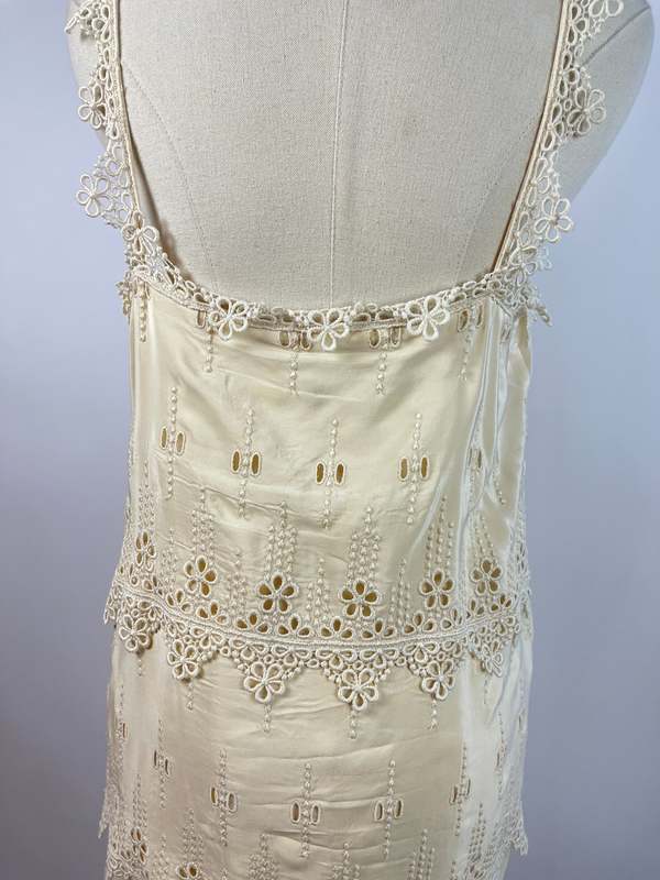 chinese dress ladies Anna Sui Women's Applique Lace Combo Strapless Dress - White