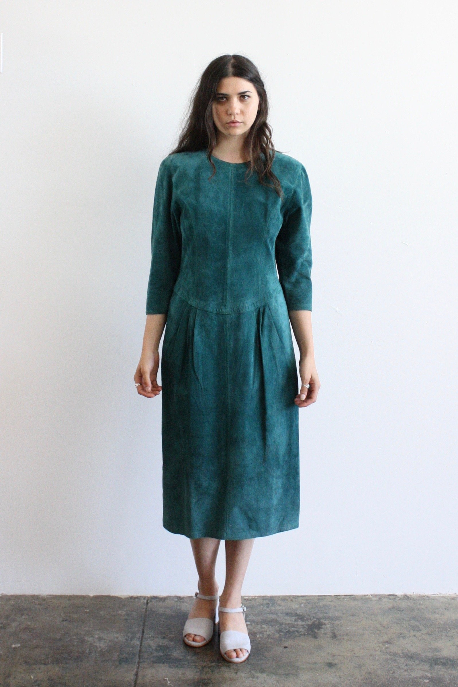 emerald green suede dress