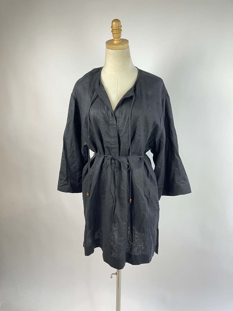 Jets Australia Linen Mini Dress - Black | Garmentory
