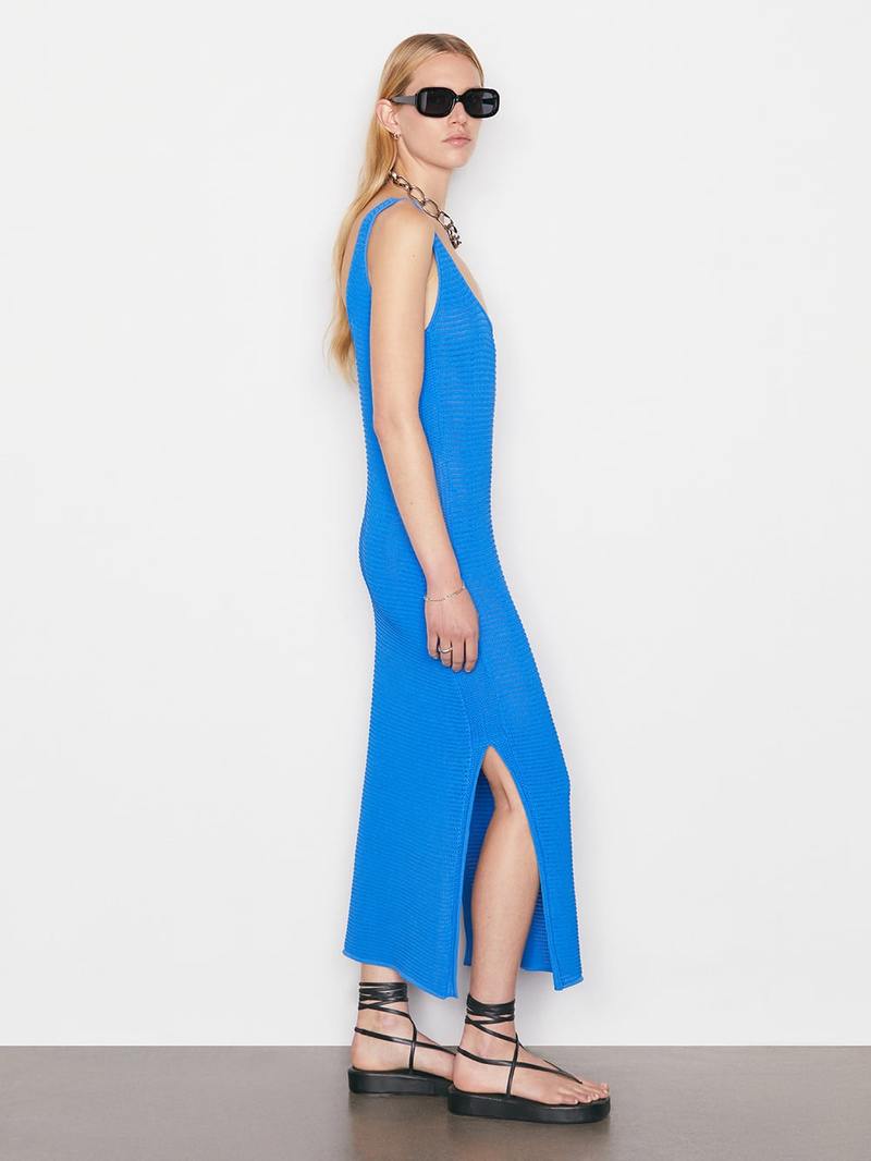 FRAME Denim Crochet Midi Dress - Provence Blue | Garmentory