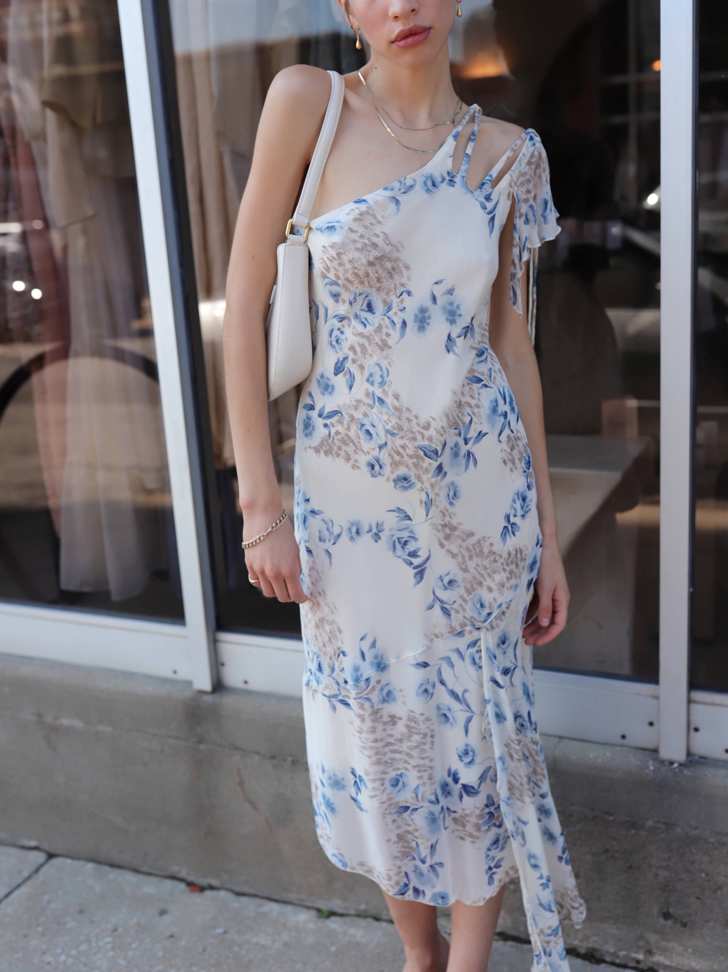cream and blue floral dress Meadow Maxi Dress Cream/Dusty Blue / M