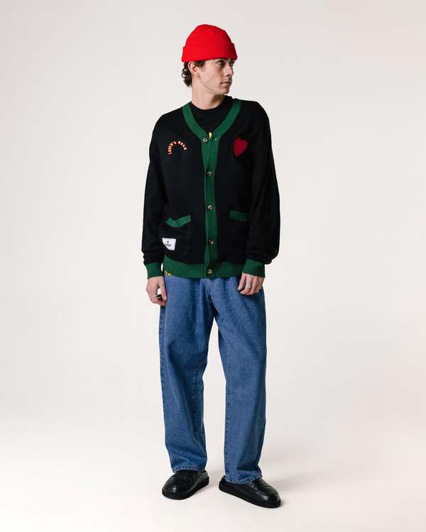 Butter Goods Lovers Rock Knit Cardigan BLACK Garmentory