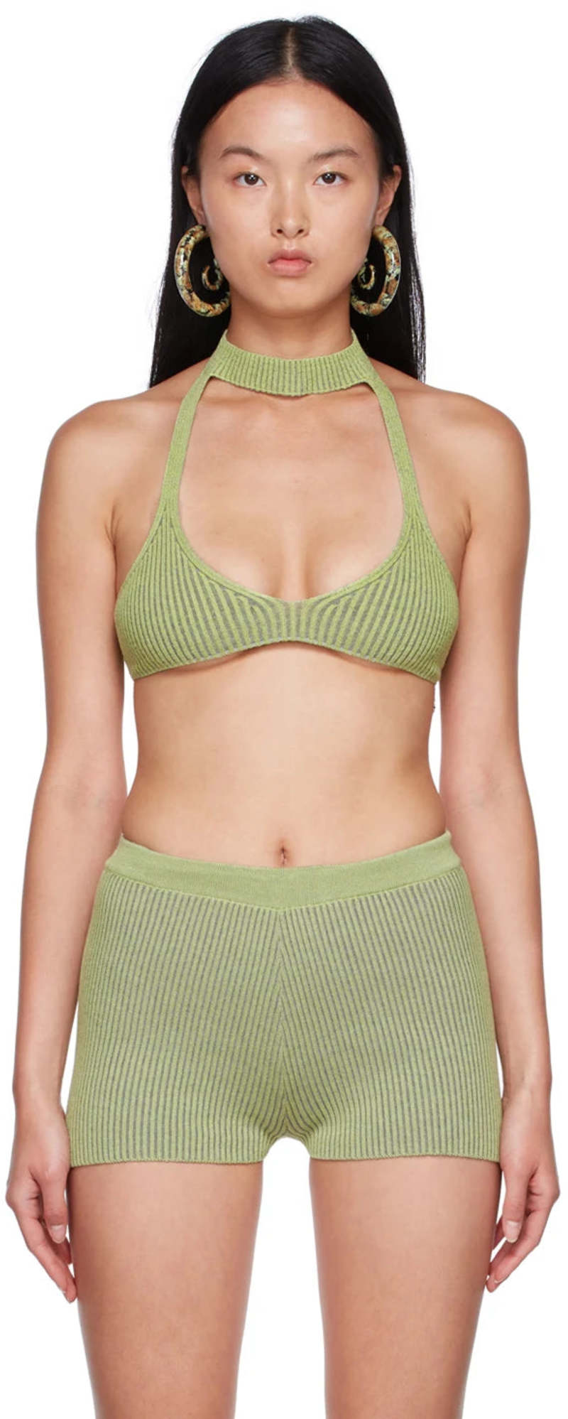 OKAVAGO- Adjustable drawstring bikini top with digital print