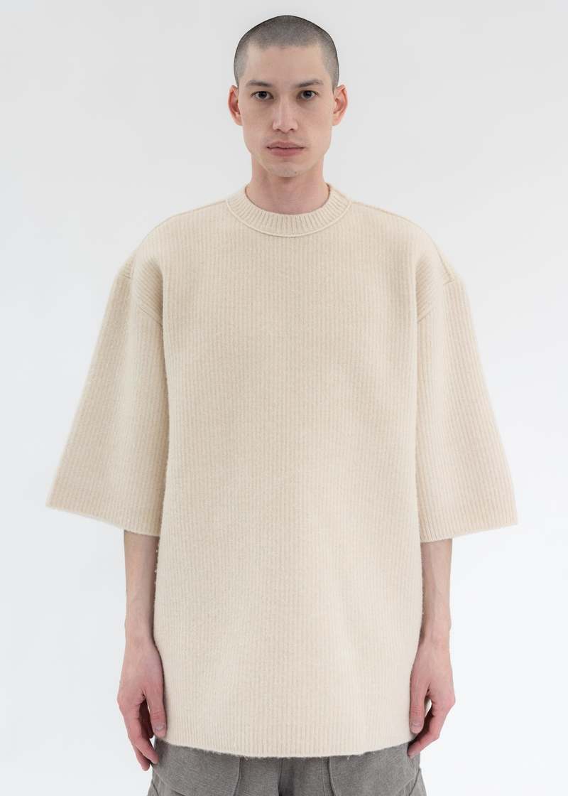 Hed Mayner KNITTED FELTED T-SHIRT - ECRU | Garmentory