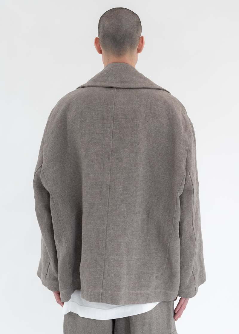 Hedmayner(ヘドメイナー) CROPPED PEA COAT Hed Mayner STONE WASHED CROPPED PEA COAT - GREY | Garmentory