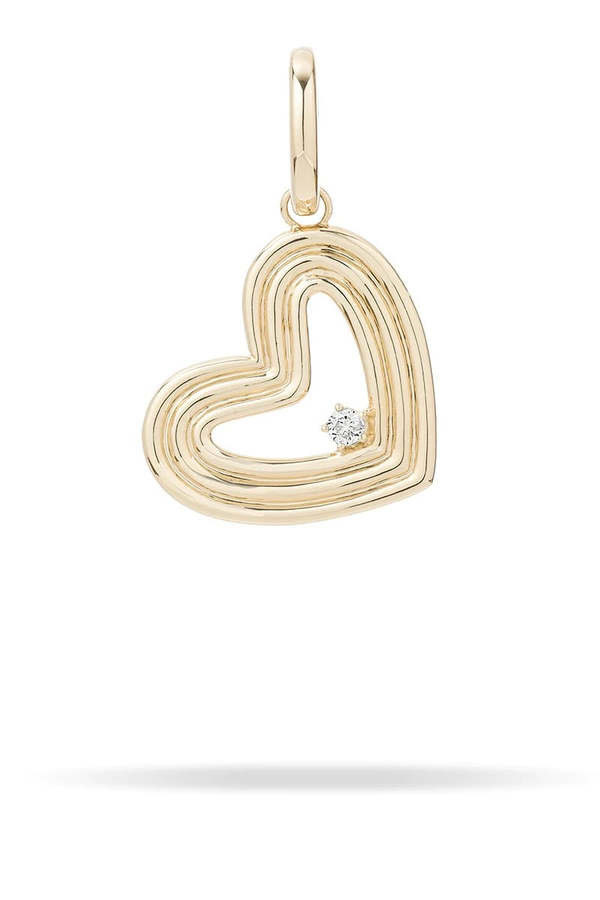 Adina Reyter Groovy Large Diamond Heart Charm necklace - 14K Yellow Gold