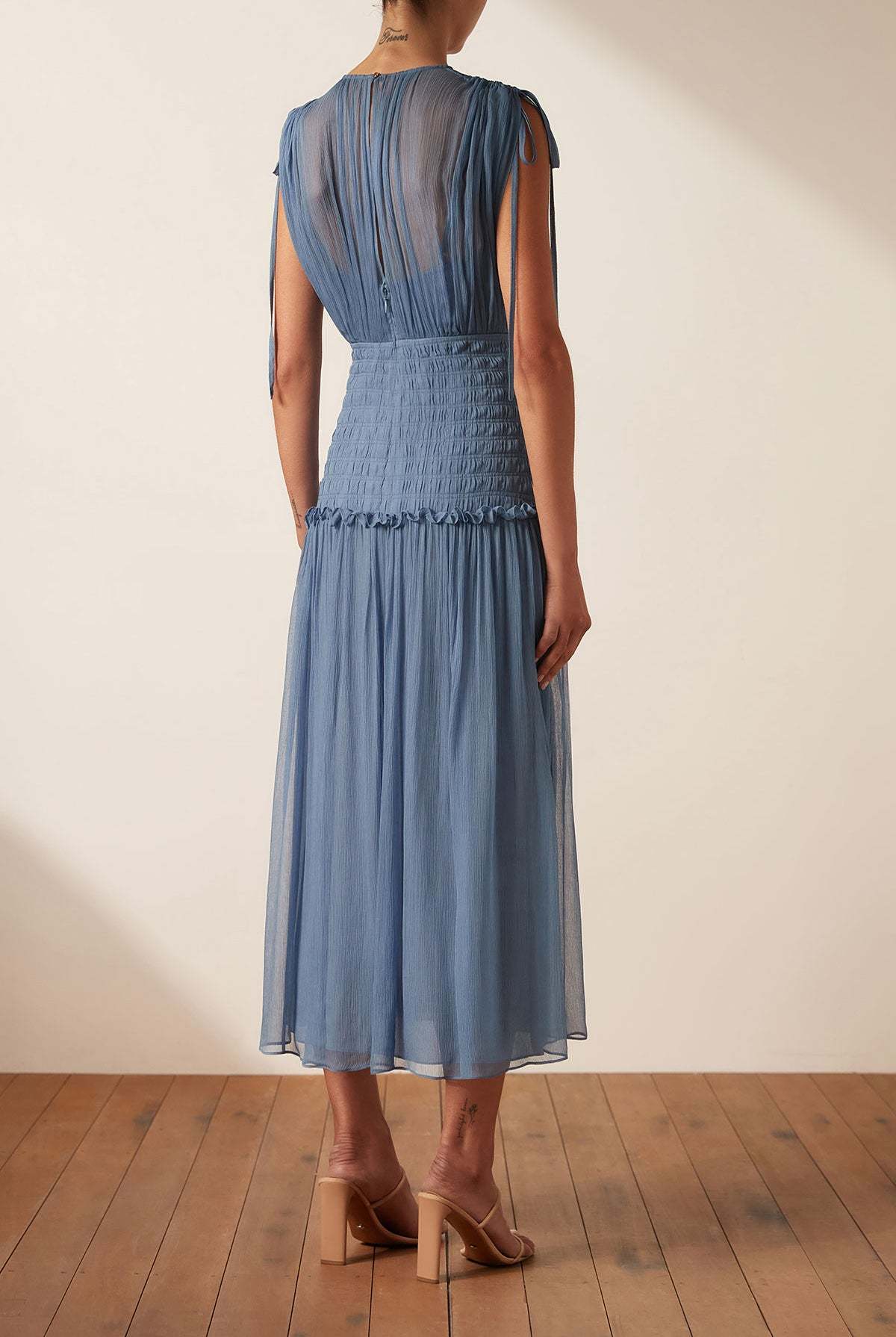 knee length dresses for ladies SHONA JOY - Lana Corded Ruched Midi Dress