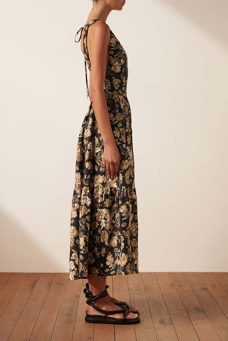 sachin and babi light blue dress Shona Joy Camille Lace Cross Back Split Midi Dress