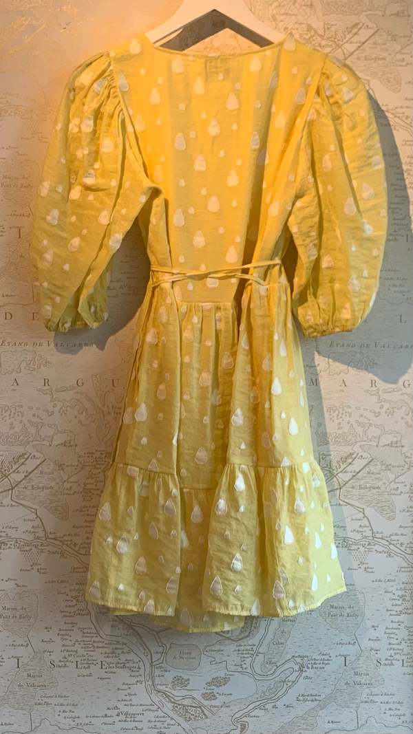 Just Female Well Short Wrap Dress - Yellow/White | Garmentory