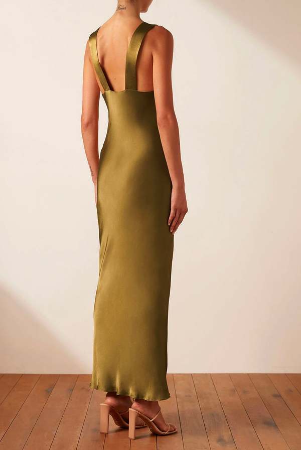 rose gold and blush bridesmaid dresses Shona Joy Asteri High Neck Sleeveless Maxi Dress – Plus One Dress Hire