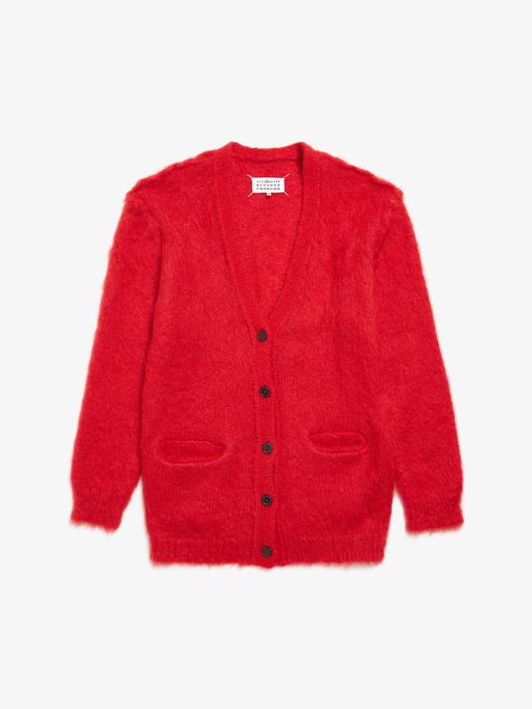 トップス Maison Martin Margiela4 Mohair Cardigan Maison Margiela Mohair and Polyamide Cardigan - Red | Garmentory