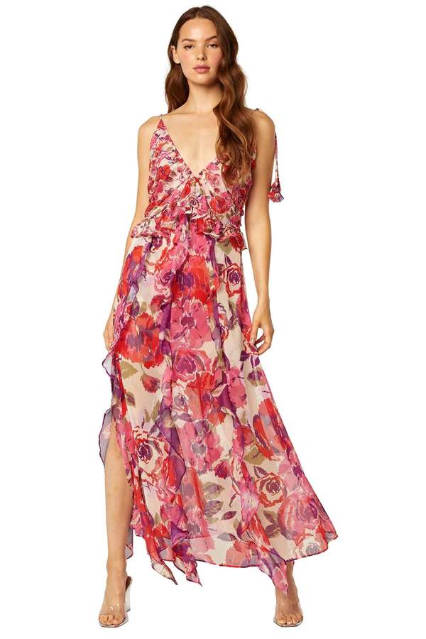 chinese dress ladies Tiana Navy Asymmetric-Neck Maxi Dress With Drape-Detail  Club L London