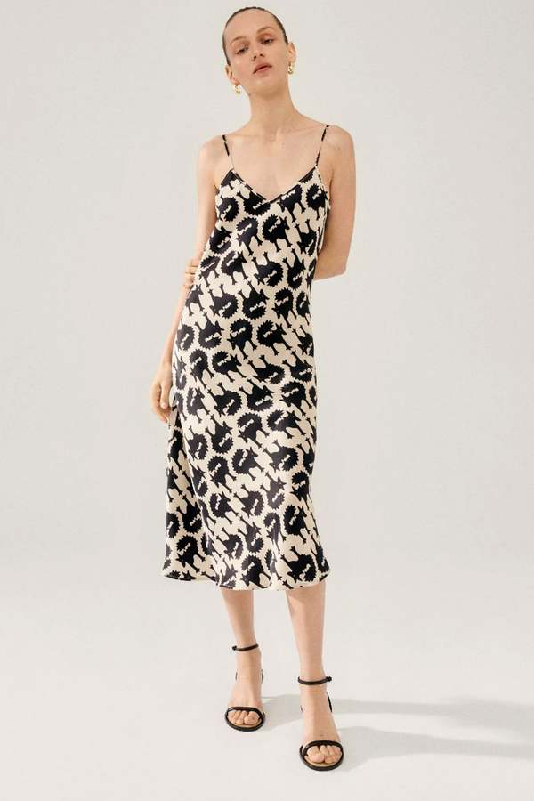 silk laundry leopard slip dress Leopard print silk slip dress, Satin midi nightgown, Bridal lingerie