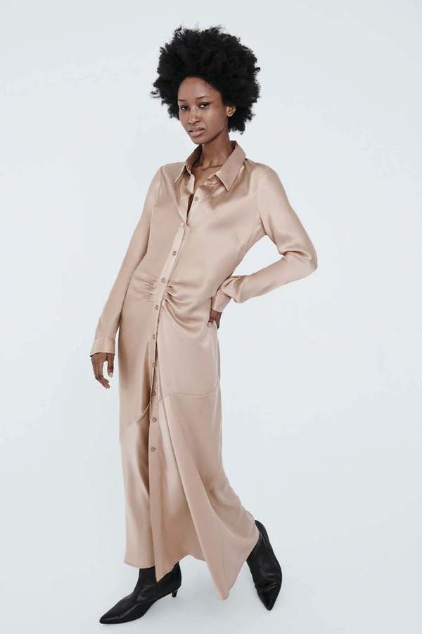 kate satin shirt dress Silk Laundry Kate Silk Shirt Dress