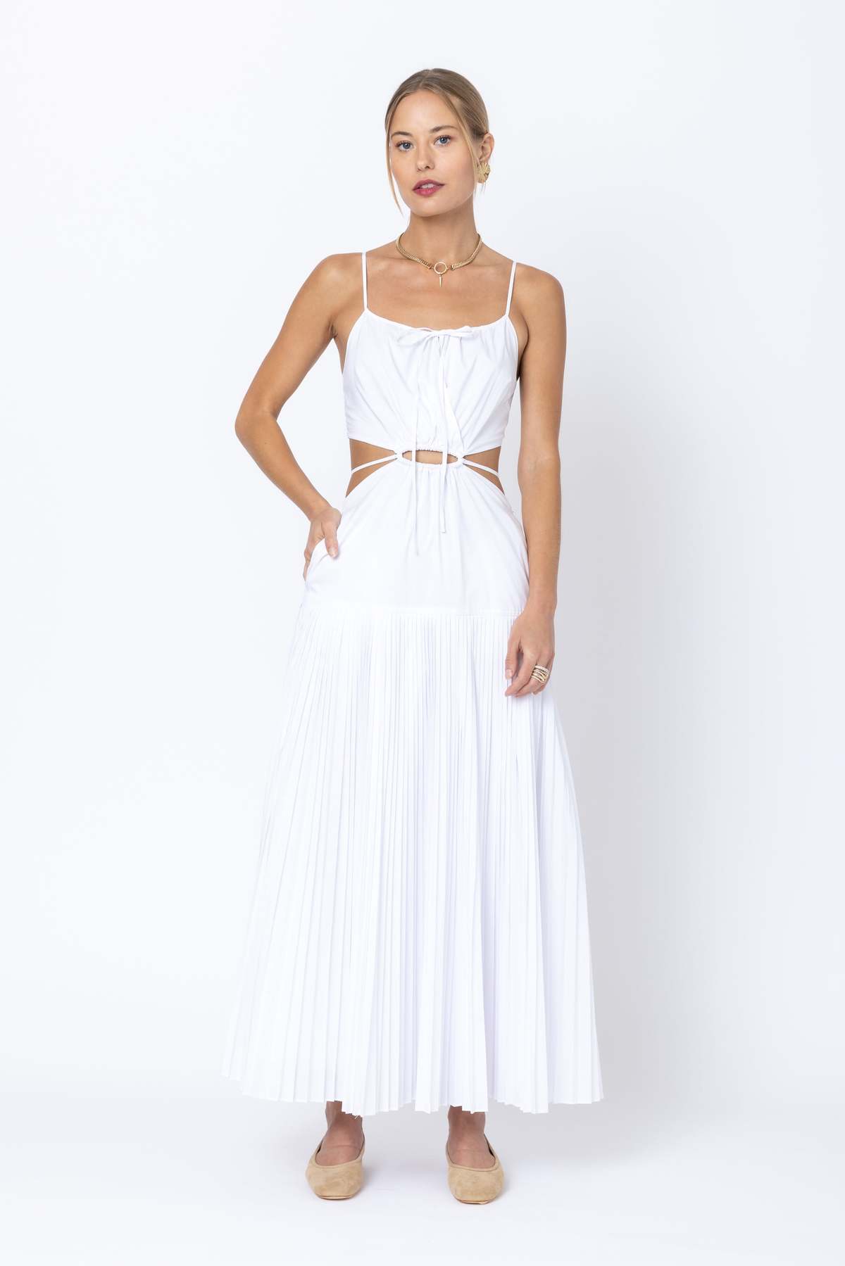 Jonathan Simkhai Rem Pleated Maxi Dress - White | Garmentory