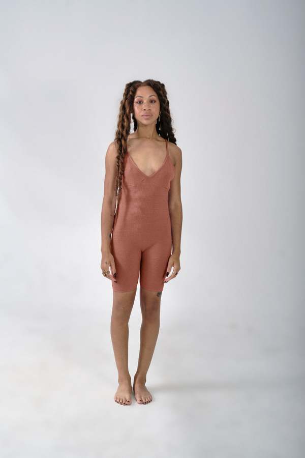 SELVA / NEGRA yamel bodysuit - clay viscose rib/mantequilla viscose rib