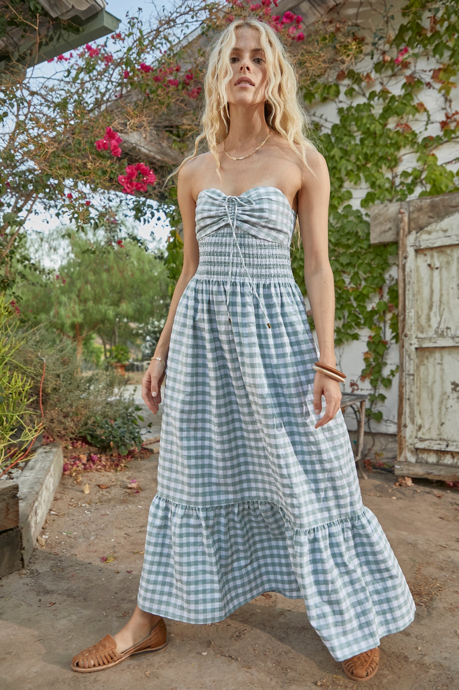 Mabel and Moss Hunter Bell Lindley Dress - Pale Green Check