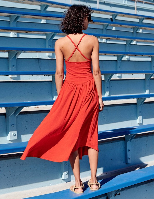 Sundry Fitted Bodice Midi - Scarlet | Garmentory