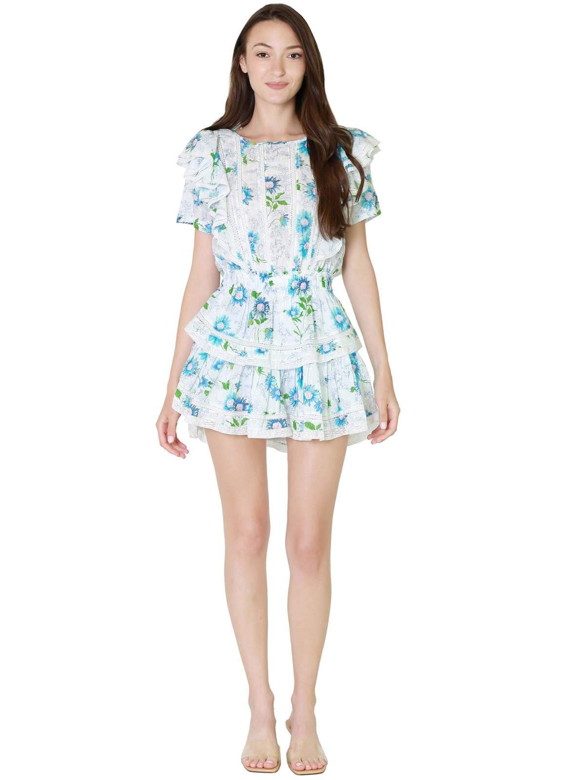 LoveShackFancy Natasha Mini Dress Blueberry Cloud