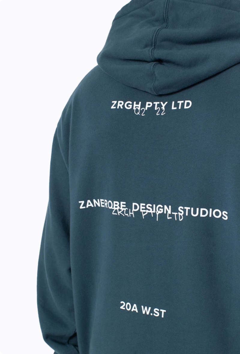Zanerobe ZRGH Orgo Hood Sweat - Dk Aqua | Garmentory