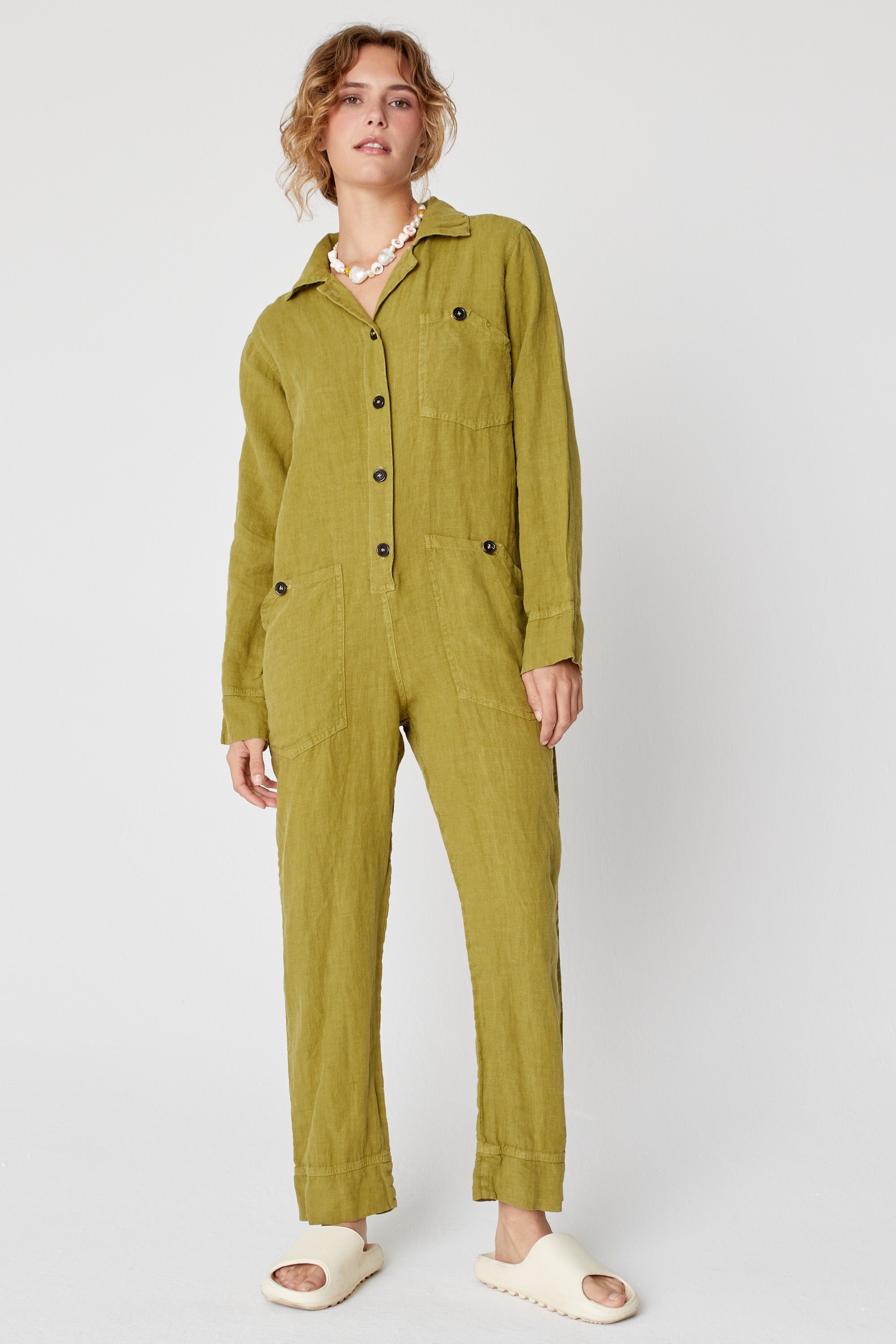 Discounted Linen Utility Jumpsuit 