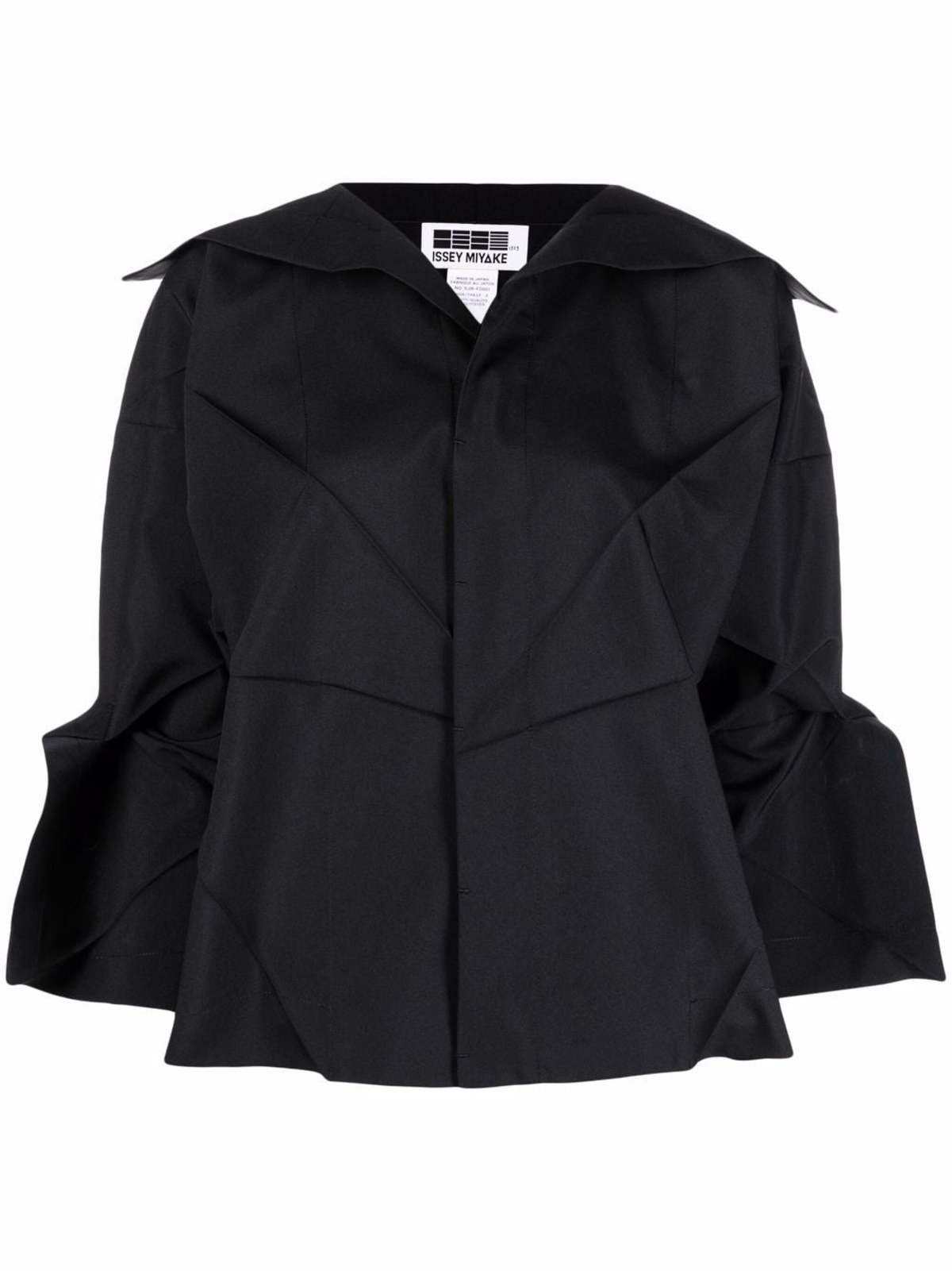 【送料&関税込】Issey Miyake Cropped Black Jacket black-synthetic-issey-miyake-