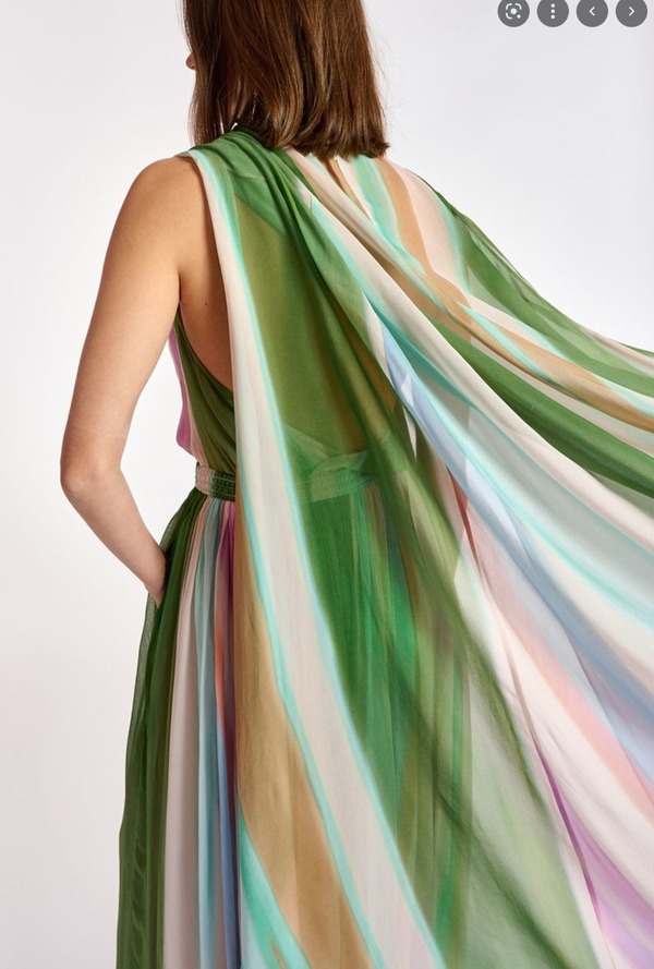 Essentiel Antwerp Batermelon Cape Maxi Dress - multi | Garmentory