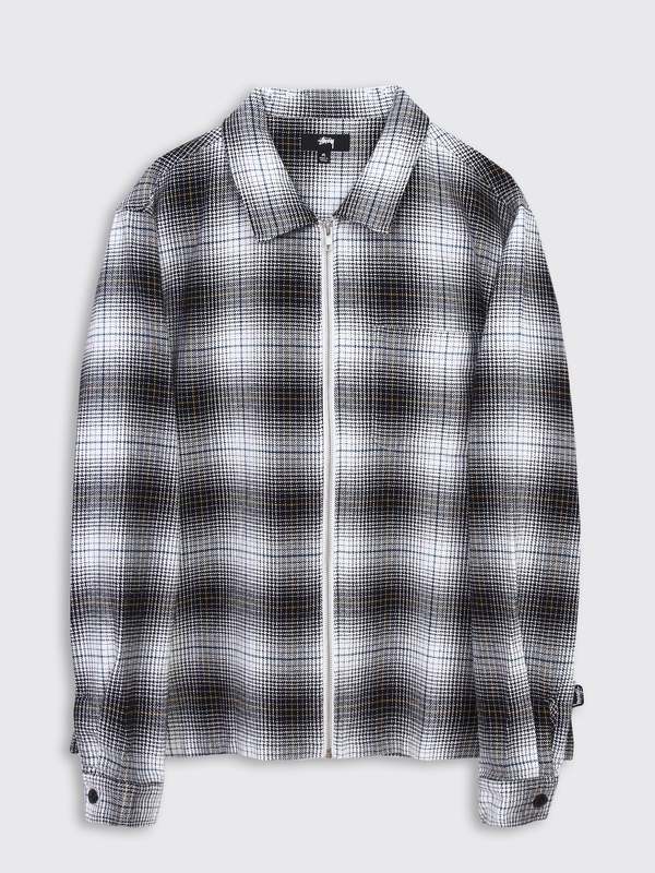 Stussy Paul Shadow Plaid Zip Shirt - Black | Garmentory