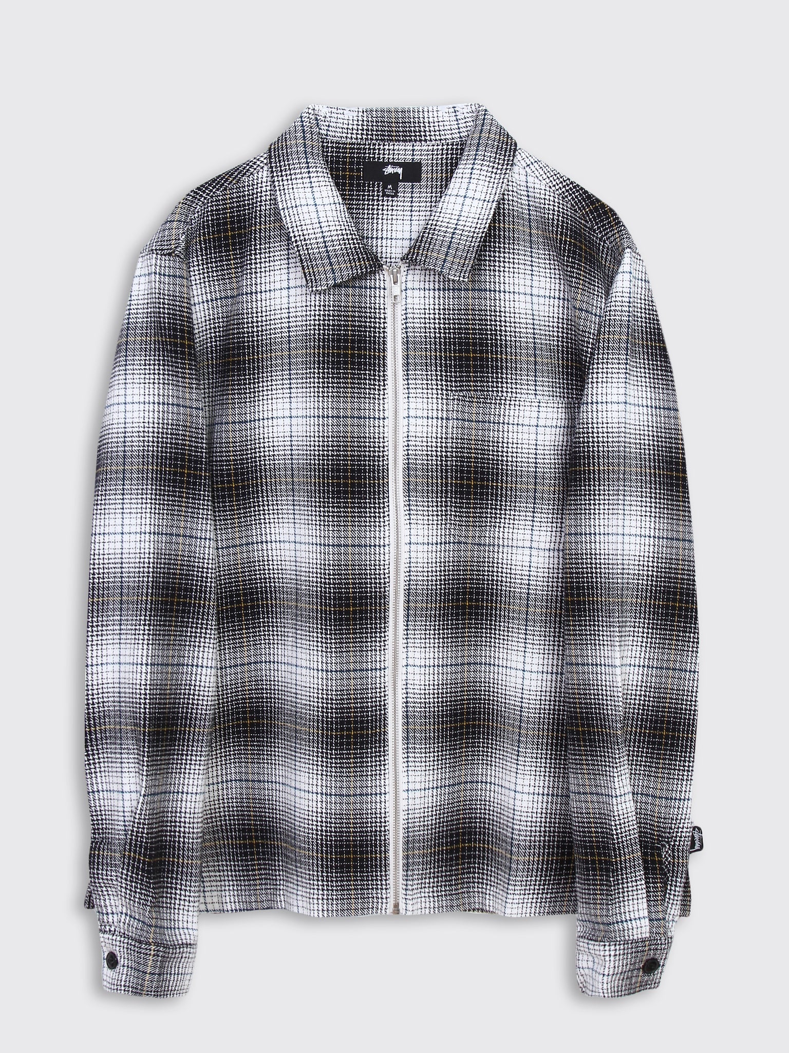 Stussy Paul Shadow Plaid Zip Shirt - Black | Garmentory